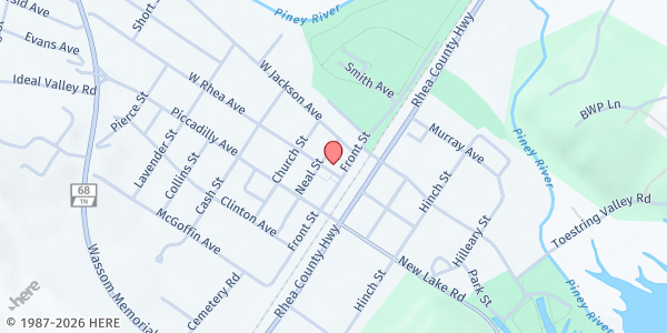 Map showing CF Spring City Storehouse at 136 W Rhea Ave, Spring City, TN