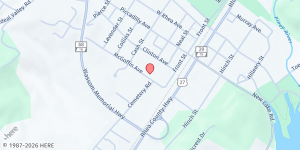 Map showing First United Methodist Church-Dayton at 141 Clinton Ave., Suite 2, Spring City, TN