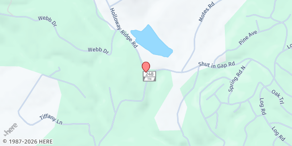Map showing Webb Chapel Church of God at 8676 Shut In Gap Rd, Spring City, TN