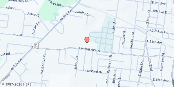 Map showing Master's Table Soup Kitchen at 519 B Central Ave. W., Springfield, TN