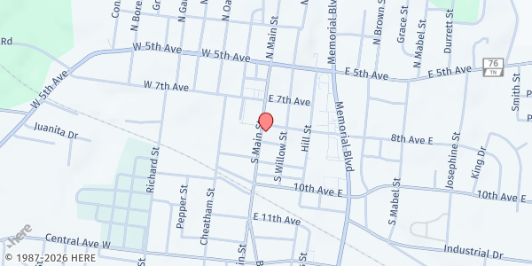 Map showing United Ministries - Springfield at 808 South Main Street, Springfield, TN