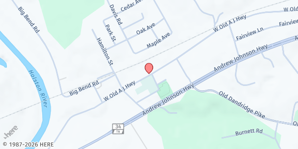 Map showing SHFB - ET Mobile Pantry at 3100 West Old Andrew Johnson Highway, Strawberry Plains, TN