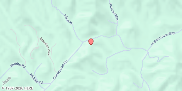Map showing Sunset Gap Community Center at 1300 Sunset Gap Rd., Sunset Gap, TN