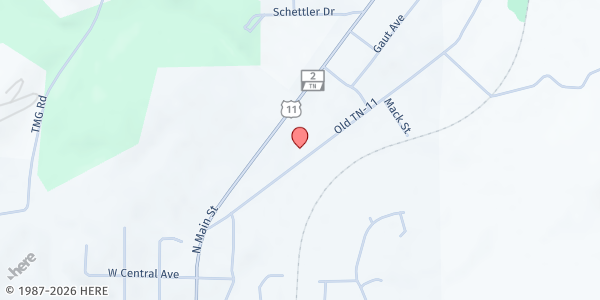 Map showing Sweetwater First Church of the Nazarene at 247 Old Hwy 11, Sweetwater, TN