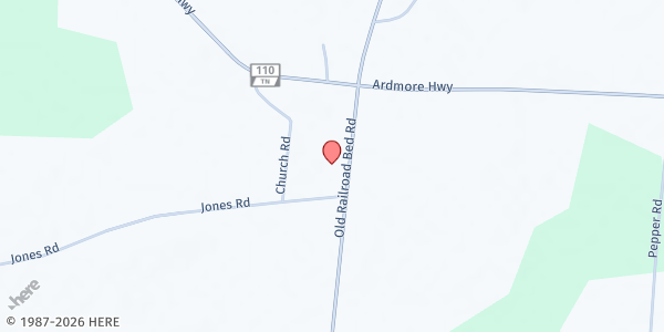 Map showing Taft Full Gospel Church at 1129 Old Railroad Bed Rd, Taft, TN