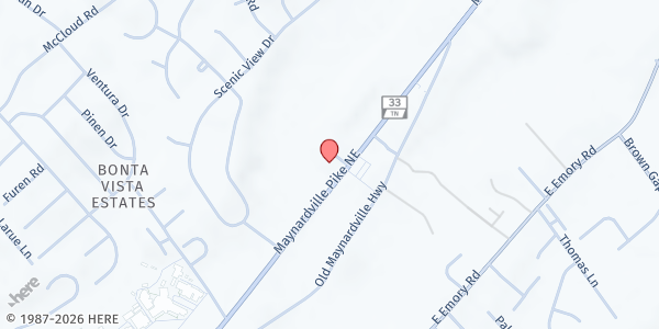 Map showing Knox Free Food Market at 4625 Mill Branch Lane, Temple Acres, TN