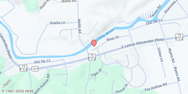 Map showing St. Vincent DePaul Food Pantry at 7719 River Rd., Townsend, TN