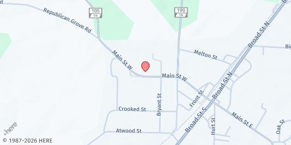 Map showing Mt. Ararat Baptist Church at 5125 Main Street, Trezevant, TN