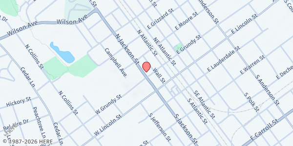 Map showing First Christian Church at 201 NW Atlantic St., Tullahoma, TN