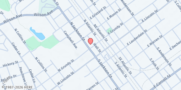 Map showing First Christian Church - Tullahoma - Grundy St at 201 NW Atlantic St., Tullahoma, TN