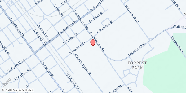 Map showing Ministries of Hope at 808 S. Anderson Street, Tullahoma, TN