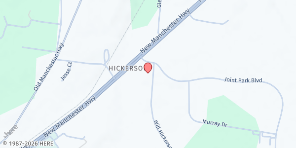 Map showing Rutledge Falls Baptist Church at 132 Will Hickerson Rd, Tullahoma, TN