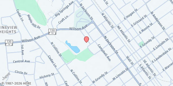 Map showing The Attic - Community Care Ministries at 302 W. Hogan Street, Tullahoma, TN