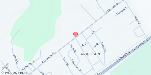 Map showing Wesley Heights United Methodist Church at 2101 East Lincoln Street, Tullahoma, TN