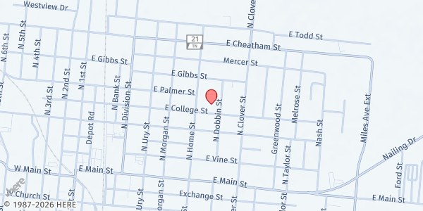 Map showing Pilgrims Rest MB Church at 720 E. College Street, Union City, TN