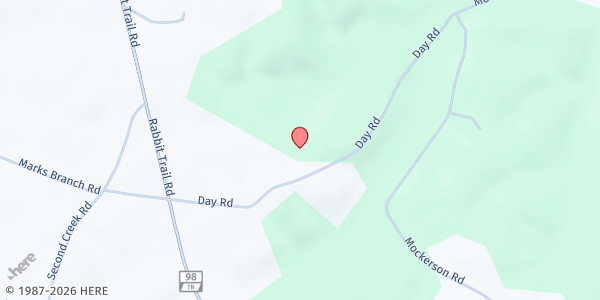 Map showing Pine Grove Food Pantry at 42 Day Road, Upper Mockeson, TN