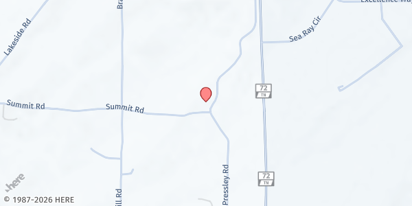 Map showing Lakeside Baptist Church at 194 Pressley Rd, Vonore, TN