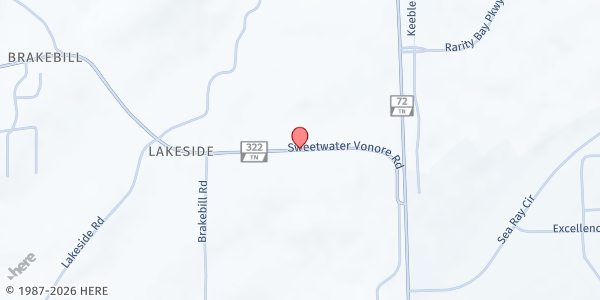 Map showing Sweetwater Area Ministries at 601 Sweetwater Vonore Road, Vonore, TN