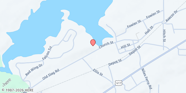 Map showing Vonore Baptist Church at 714 Church St, Vonore, TN