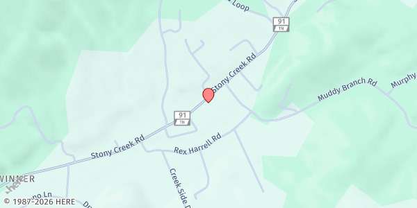Map showing Unaka Baptist Church at 1598 Hwy. 91, Watauga Valley, TN