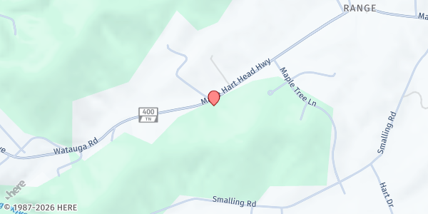 Map showing Brick Christian Church at 815 Watauga Rd, Watauga, TN