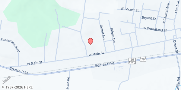 Map showing Round Lick Baptist Church at 745 W. Main St., Watertown, TN