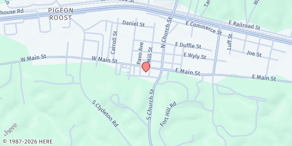 Map showing Open Heart Food Pantry at 116 West Court Square, Waverly, TN