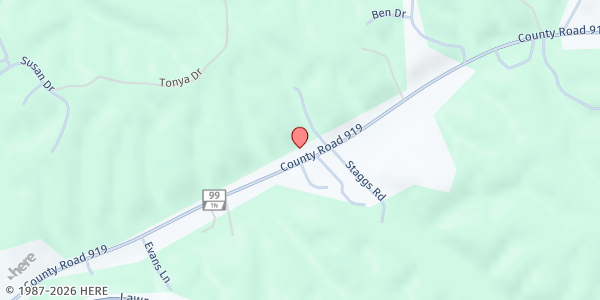 Map showing Shell Church at 1026 State Hwy 99, Waynesboro, TN