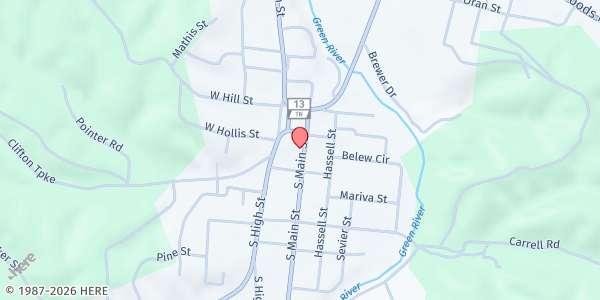 Map showing Waynesboro Ministerial Association at 210 South Main Street, Waynesboro, TN
