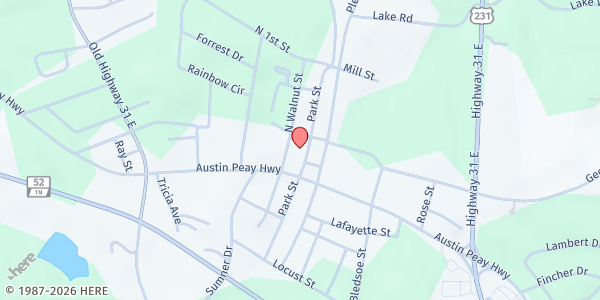 Map showing Amazing Grace Mission - Westmoreland Food Bank at 1037 Park Street, Westmoreland, TN