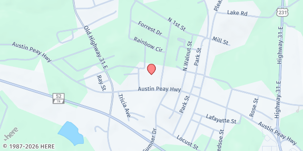 Map showing New Vision Ministries at 3012 Thompson Ln., Westmoreland, TN