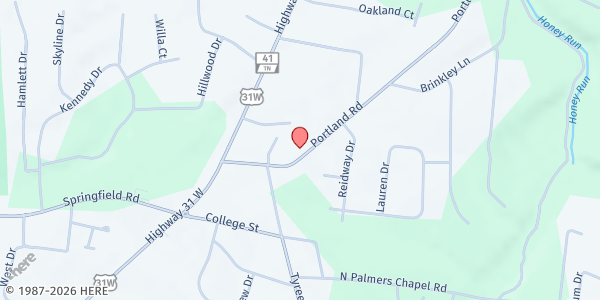 Map showing HOPE Food Pantry at 212 Portland Road, White House, TN