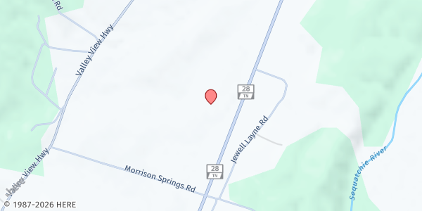 Map showing The Samaritan Center at 11625 Hwy. 28, Whitwell, TN