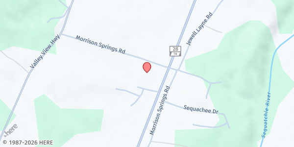 Map showing Whitwell Church of God at 524 Morrison Spring Rd, Whitwell, TN