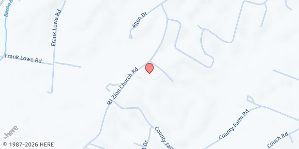 Map showing Mt. Zion Baptist Church at 284 Mt. Zion Church Road, Woodlawn, TN