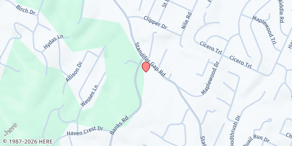 Map showing St. Thaddeus Episcopal at 8310 Standifer Gap Rd., Yorktown Woods, TN