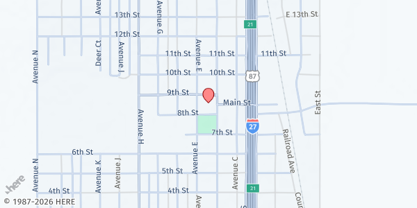 Map showing Hale County Mobile Food Pantry - Abernathy at 811 Avenue D, Abernathy, TX