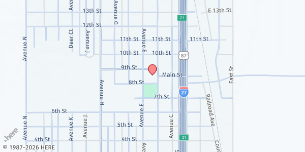 Map showing West of EMS Station on Ave E Near City Hall at 811 Avenue D, Abernathy, TX