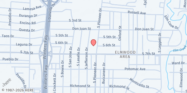 Map showing Abilene Baptist Association Social Ministries at 618 S. Pioneer Dr., Abilene, TX