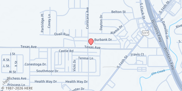 Map showing Baker Heights Church of Christ at 5382 Texas Ave., Abilene, TX