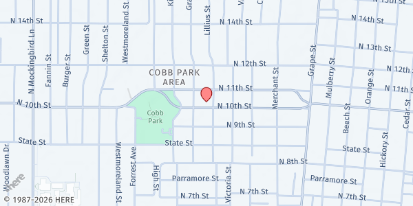Map showing Bible Way Church at 1002 Lillius St., Abilene, TX