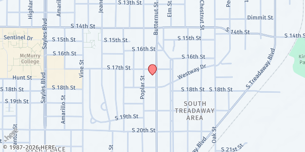 Map showing The Salvation Army - Abilene at 1726 Butternut St., Abilene, TX