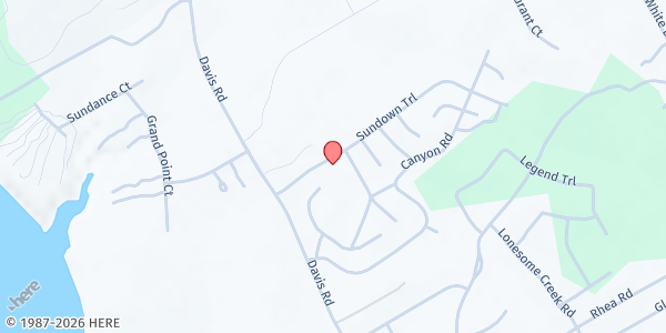 Map showing Rancho Brazos Mobile at 3701 Sundown Trail, Acton, TX