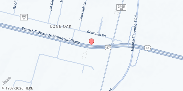 Map showing Christ Community Church Food Pantry at 11994 US Hwy. 87 E., Adkins, TX