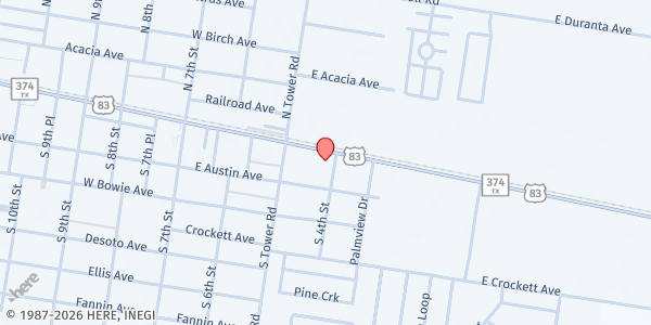 Map showing Primera Iglesia Bautista de Alamo at 401 US-83 BUS, Alamo, TX