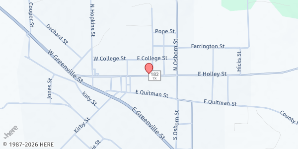 Map showing Alba-Golden Food Pantry at 245 Holley St., Alba, TX