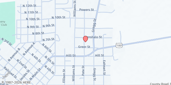 Map showing ResourceCare Community Health Center at 725 Pate St., Albany, TX