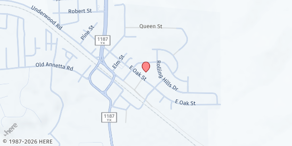 Map showing Aledo UMC - Manna Room at 100 Pecan Dr., Aledo, TX