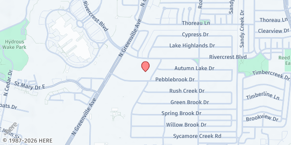 Map showing Dream Center Dallas at 700 Rivercrest Blvd, Allen, TX