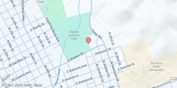 Map showing Grace Christian Fellowship at 801 E. Brown St., Alpine, TX